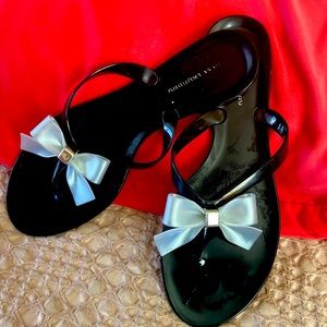 Black and white sandals